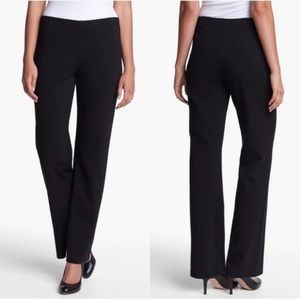 Eileen Fisher Straight Leg Stretch‎ Ponte Pull On Pants In Black Small Petite